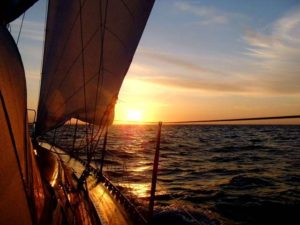 Sonnenuntergang auf dem Weg in die Schlei